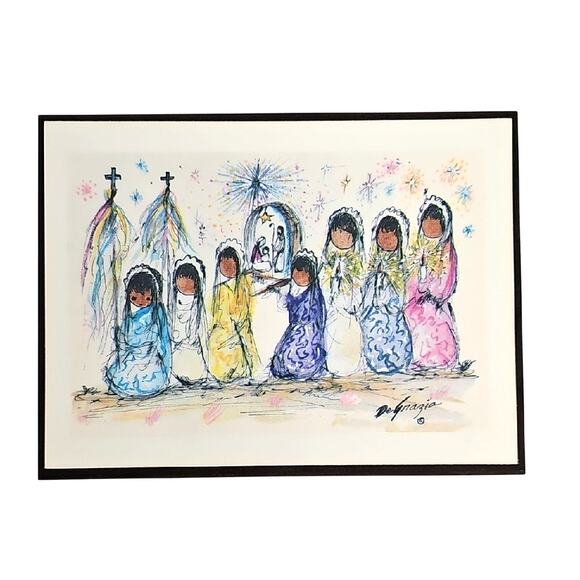 DeGrazia Vibrant Native American Children Art Prints Lot of 2 (6" by 4.5") - Picture 2 of 9